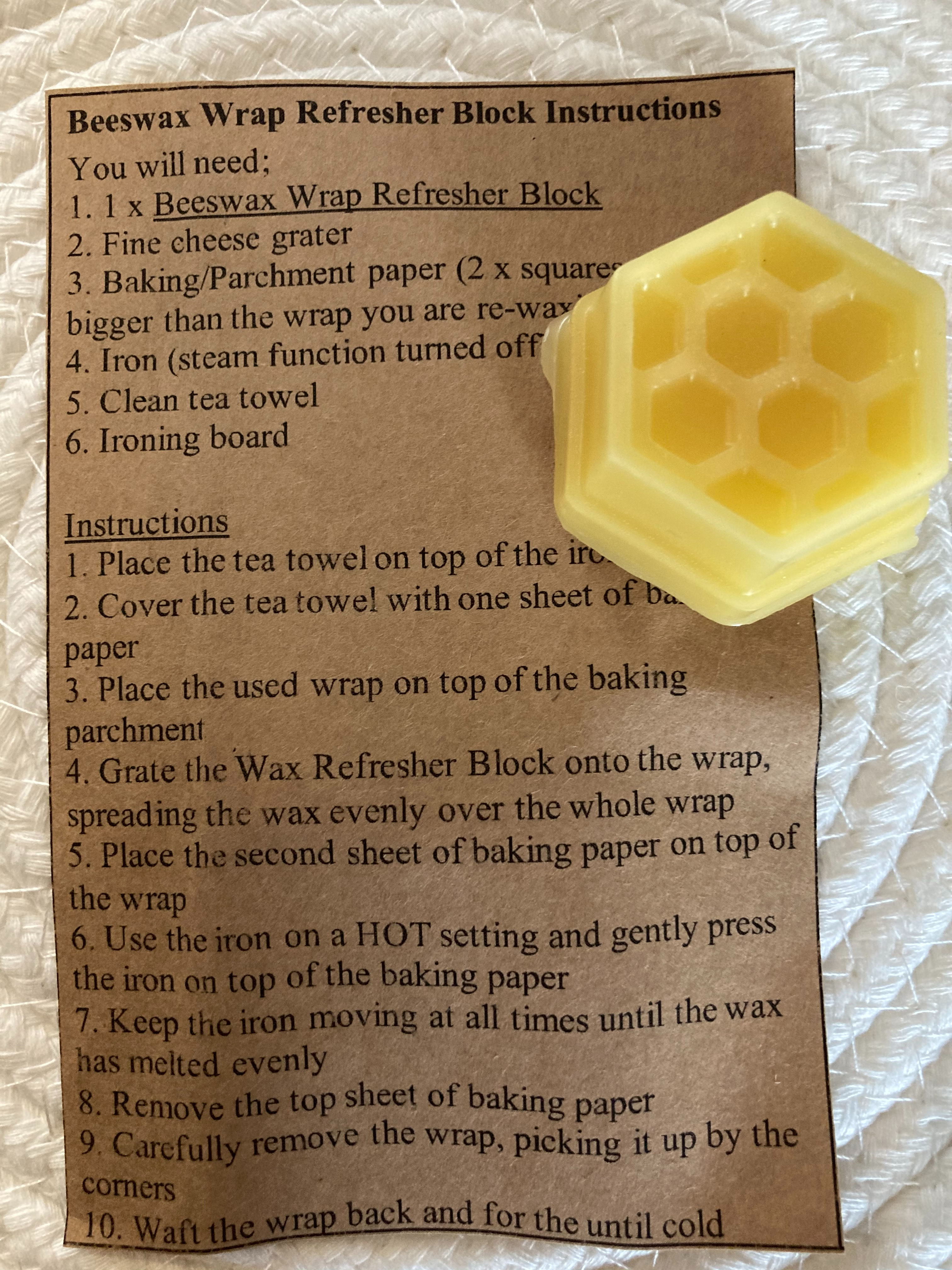 Beeswax Wrap Refresher Bar